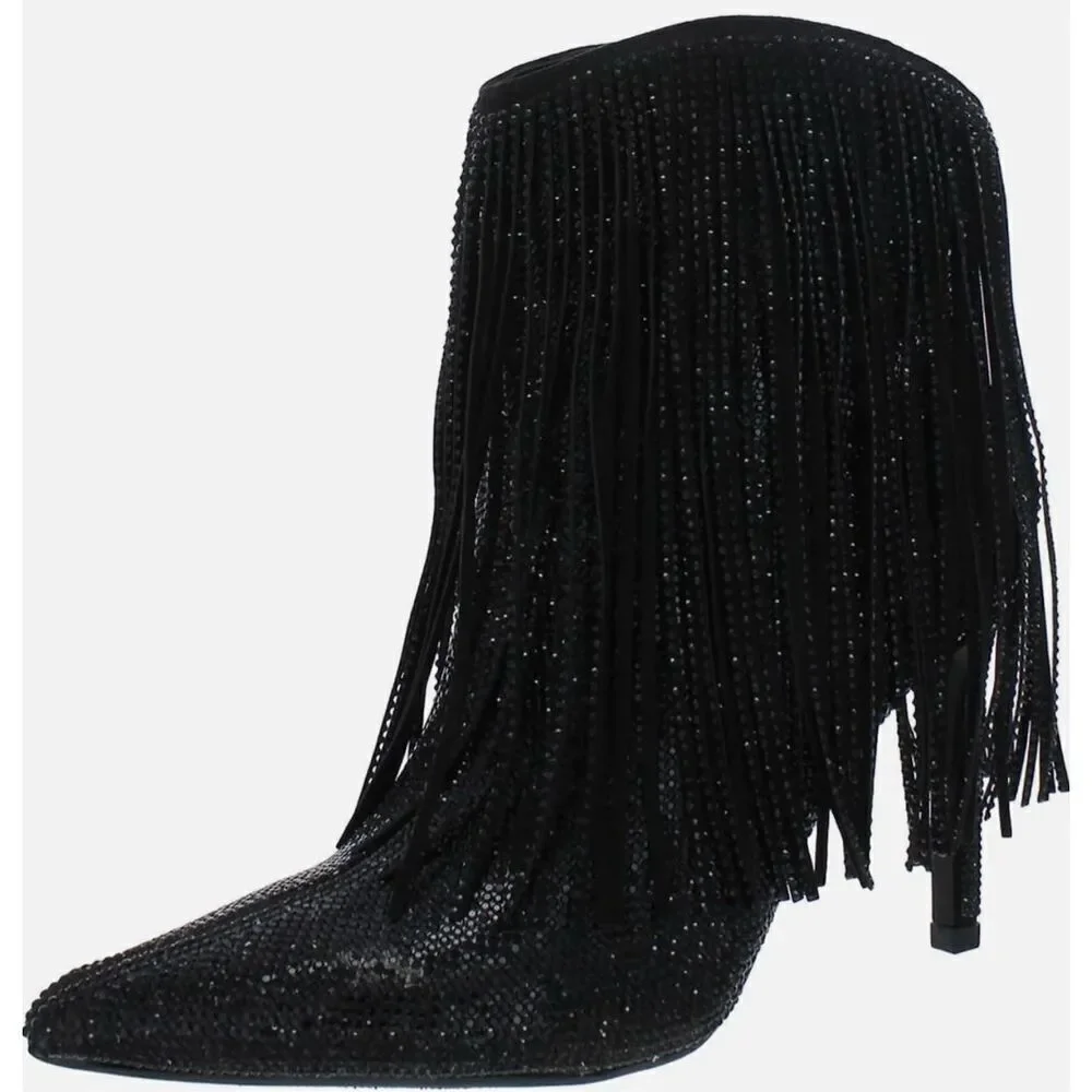 INC Boots Size 5.5 Black Western Ankle‎ Booties Pointed Toe Evening Shoes NEW